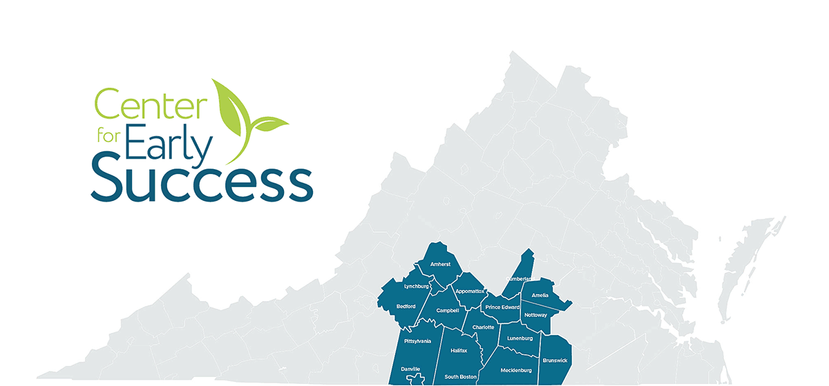 highlighted region of Virginia serviced by the Center for Early Success
